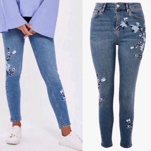 Topshop Boho Tapestry Embroidered Skinny Jeans, 30